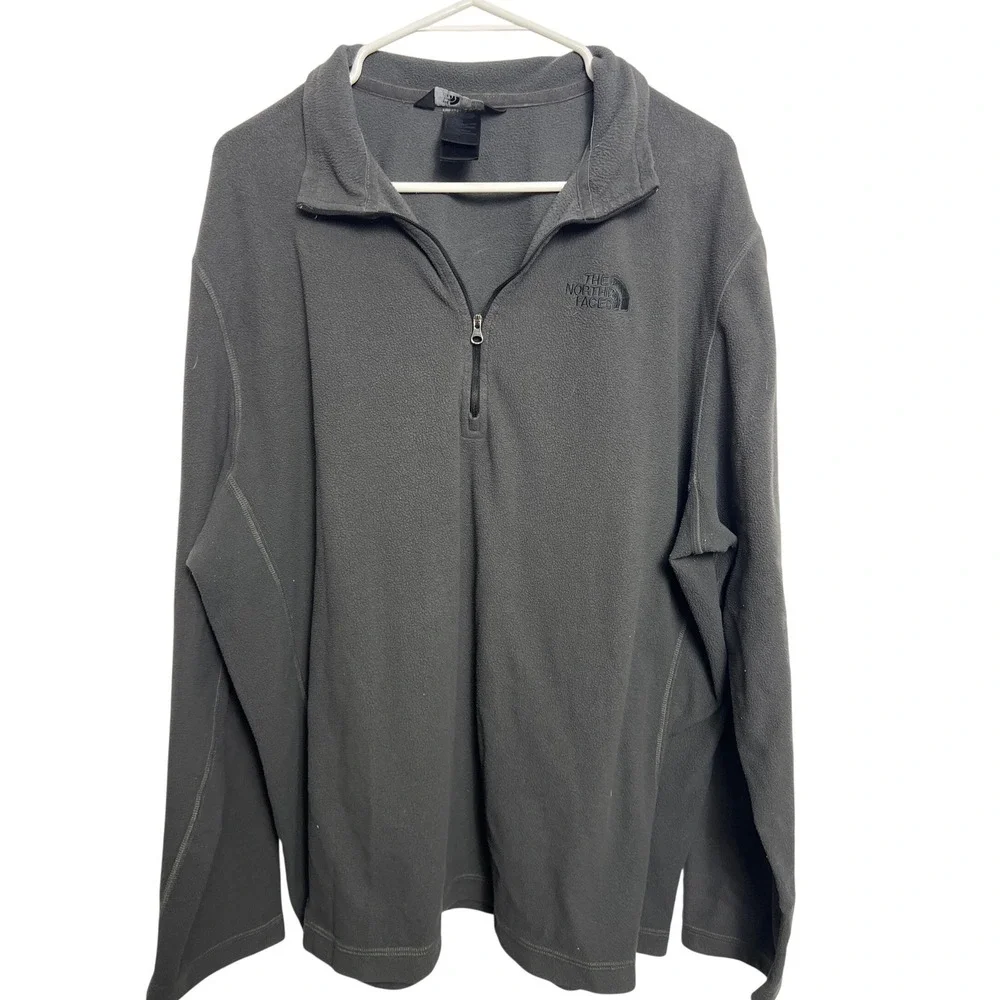 The North Face Mens TKA 100 Quarter Zip Fleece Pullover Dark Gray XL Regular